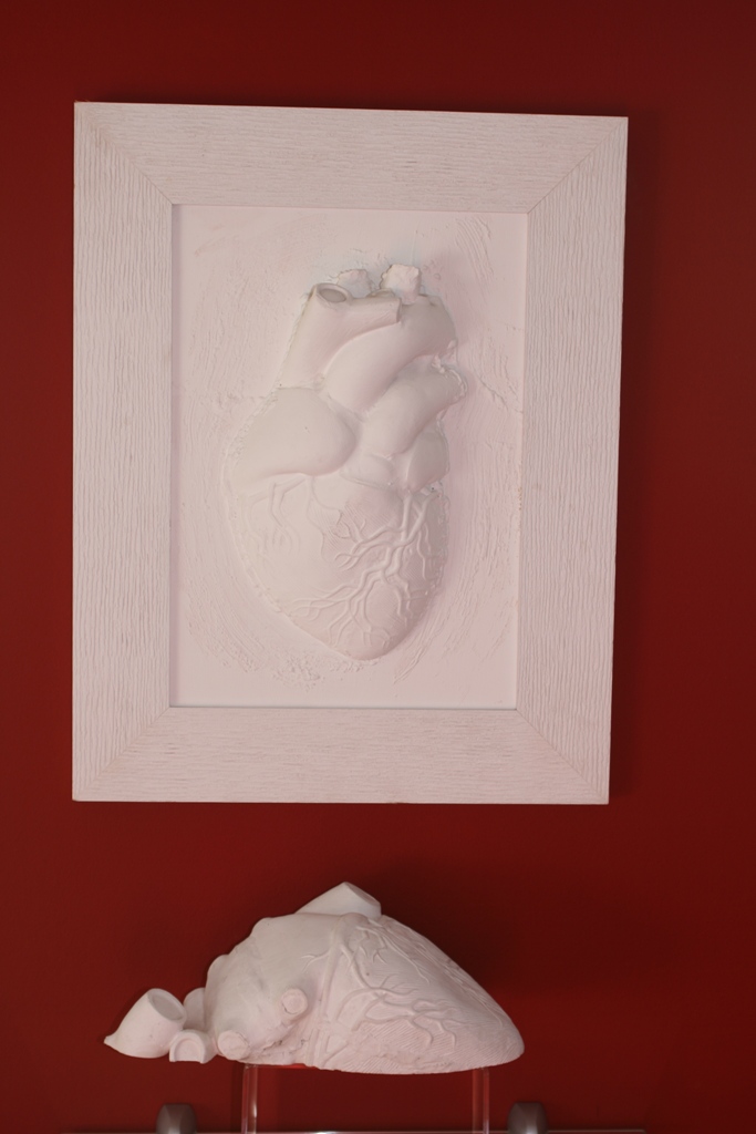2013-anatomical-heart-made-of-gypsum-size-about-cm-30-lenght-cm-10-width-and-untitled-work-mixed-media-technique-on-canvas-size-cm-30x-40