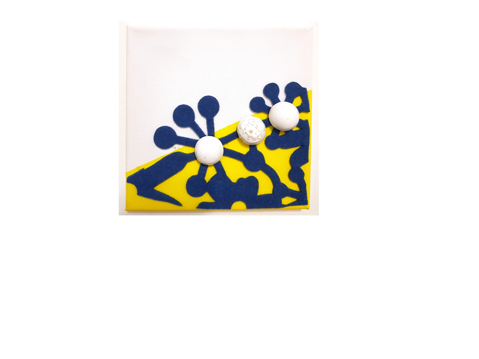 4a. Geografie tascabili, 20x20 cm, tecnica mista su tela, 2018